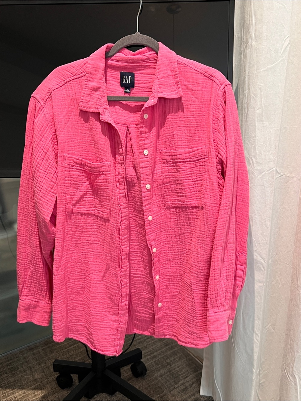 GAP Hot Pink Textured Gauze Shirt